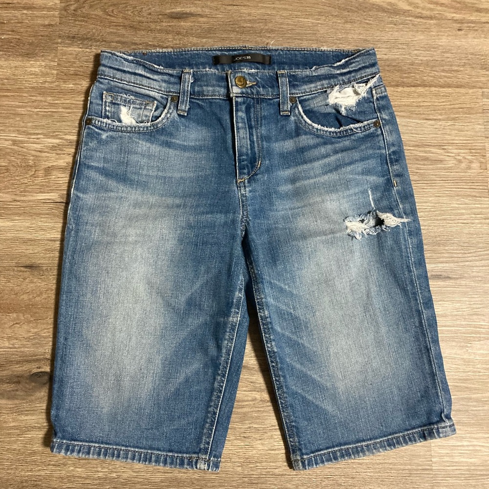 Joe’s Jeans Distressed Blue Denim Bermuda Jean Shorts